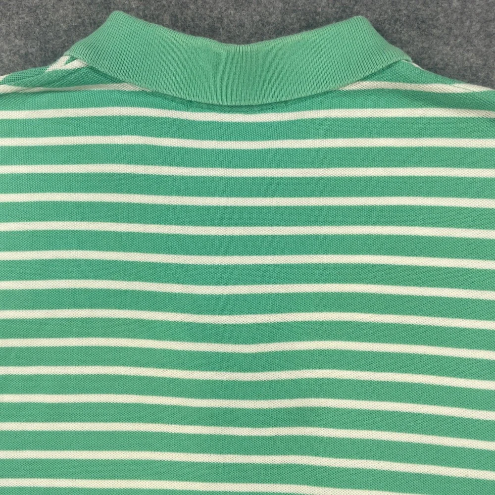 Polo Ralph Lauren Mens Polo Shirt L Green and White Striped Short Sleeve